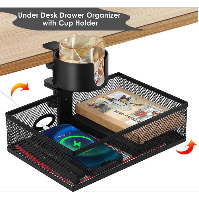 Boxy Drawer Under Desk Storage Desk Mount Cup Holder Storage | Shopee ...