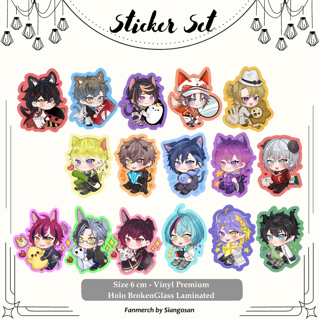 Die Cut Holo Sticker Set LUXIEM NOCTYX ILUNA XSOLEIL Nijisanjir EN ...