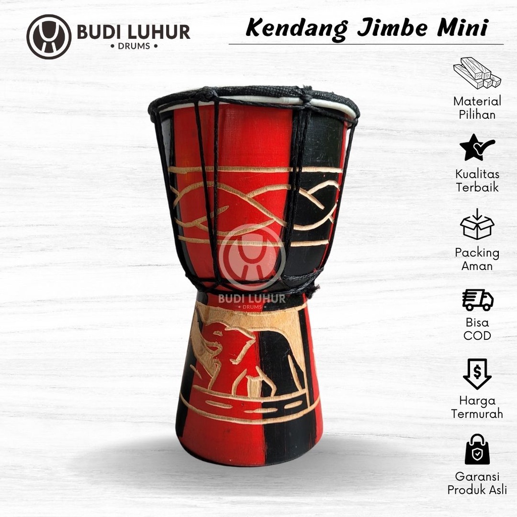 MERAH Jimbe Kendang 20cm Red Carved Quality Mini Size Small Children's ...