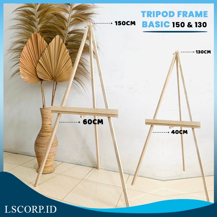 KAYU Standing Tripod Wooden Frame Wooden Easel Wedding Sign Board