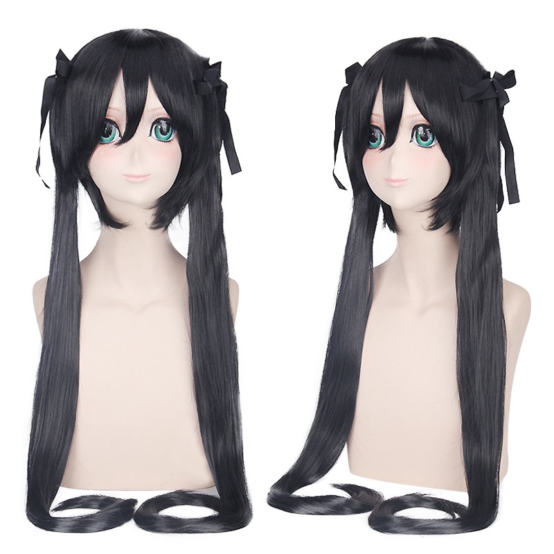 Cos Wig Light Tone Girl Nakano Azusa Black Short Hair+Hair Extension ...