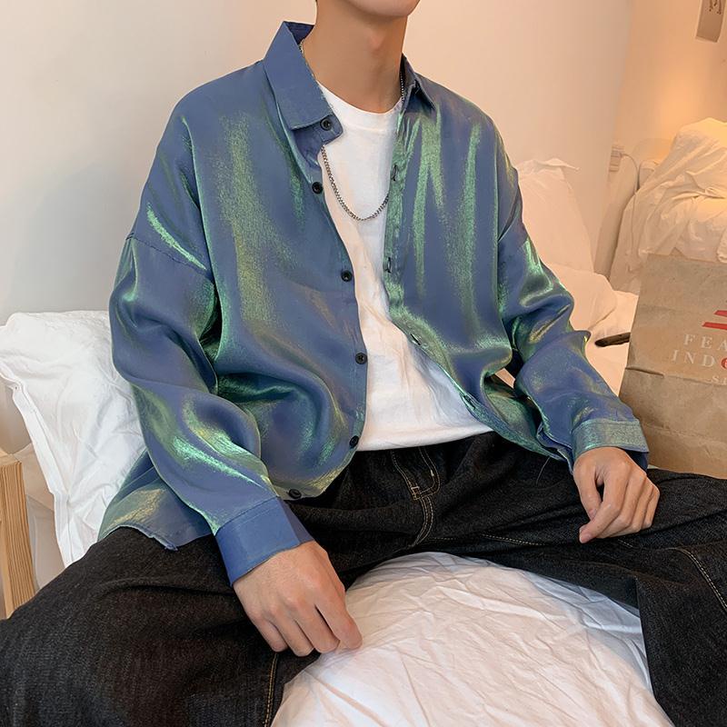 Spring Hong Kong Style Shirt Men LongSleeved Trendy TieDye Shirt Hip