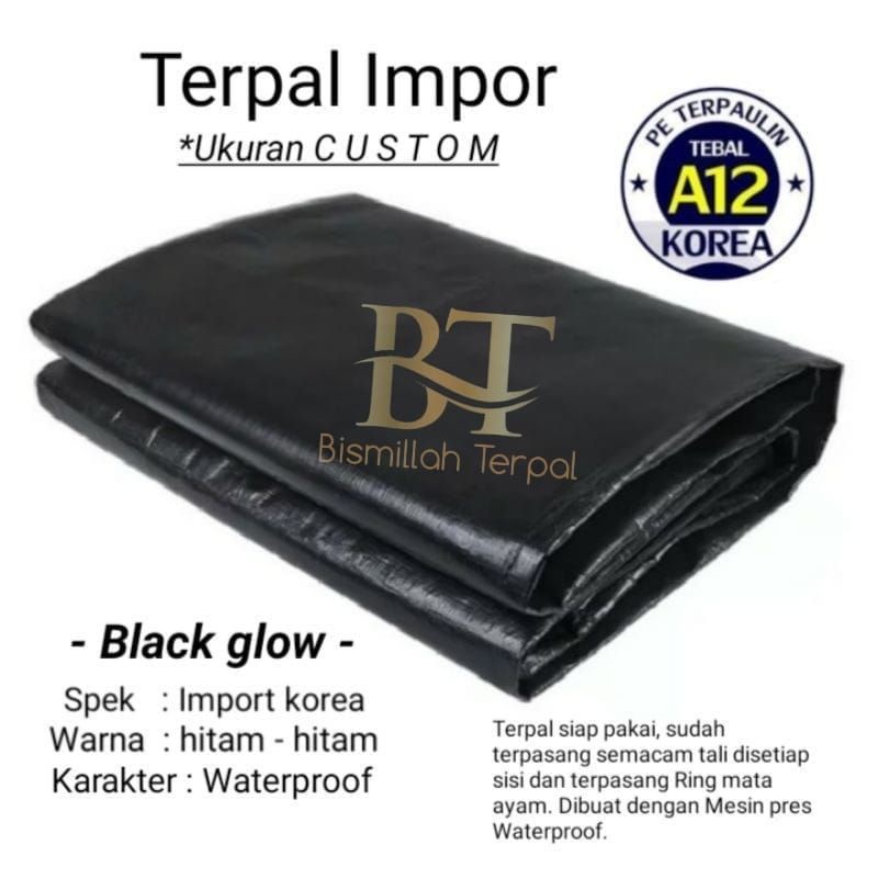 HITAM Tarpaulin 4x4 A12 black black Imported Korean Material, Thick And