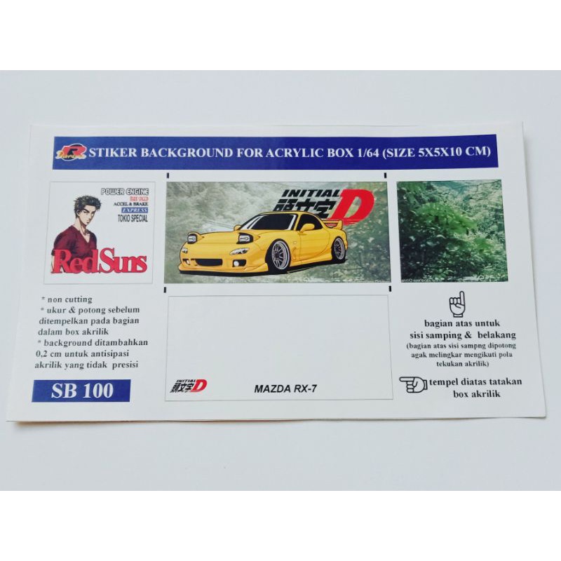 1/64 SB100 Initial D Mazda RX7 Acrylic Box Background Sticker | Shopee ...