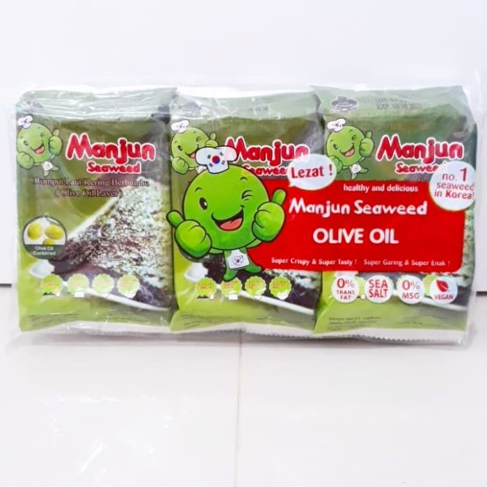 Manjun Seaweed Olive Oil 3 X 10Pcs / Korean Seasoned Dried Seaweed ...