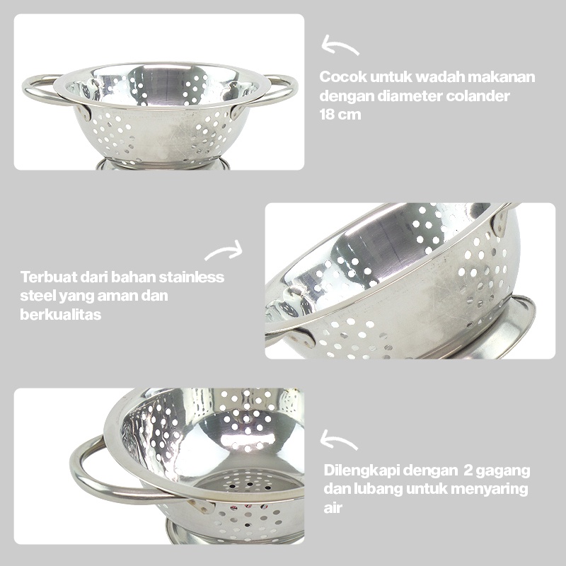 ROSH Wakul Rice Basket/ 18-28 Cm Stainless Steel Colander Deep Ros-Pr ...