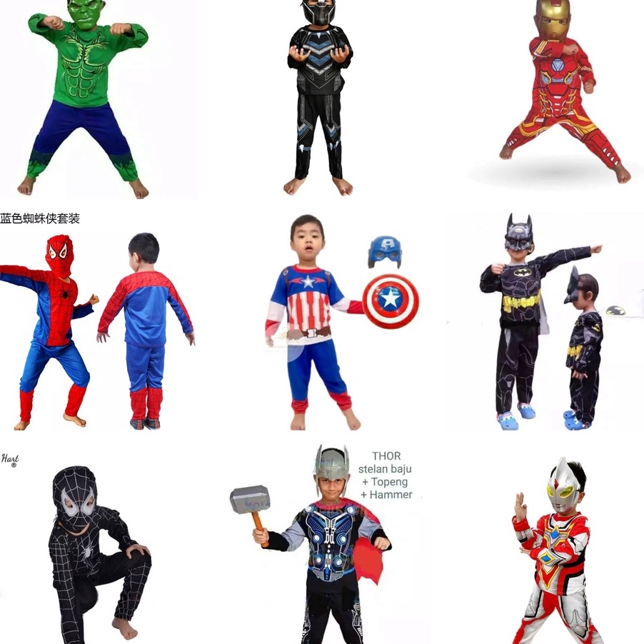 New Stock Costume Children's Clothes Suit IRON MAN BLACK PANTHER HULK ...