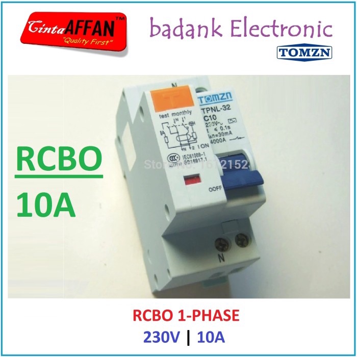 Brg New RCBO AC C10 10A 230V 1P+N Residual Current Operated Circuit ...