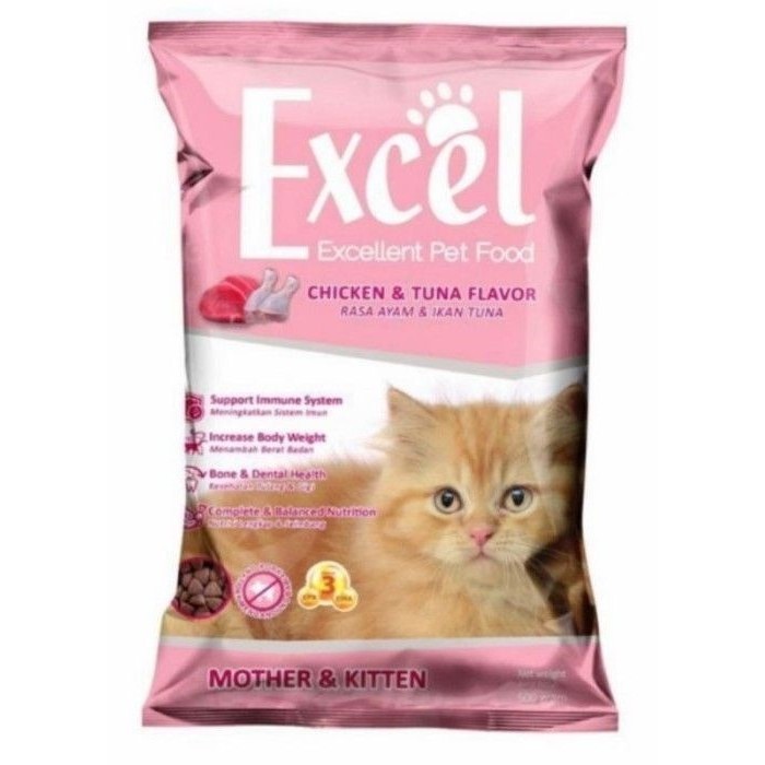 Excel Cat Food Kitten (Pink) 500 Gr Package 7pcs (Unit)