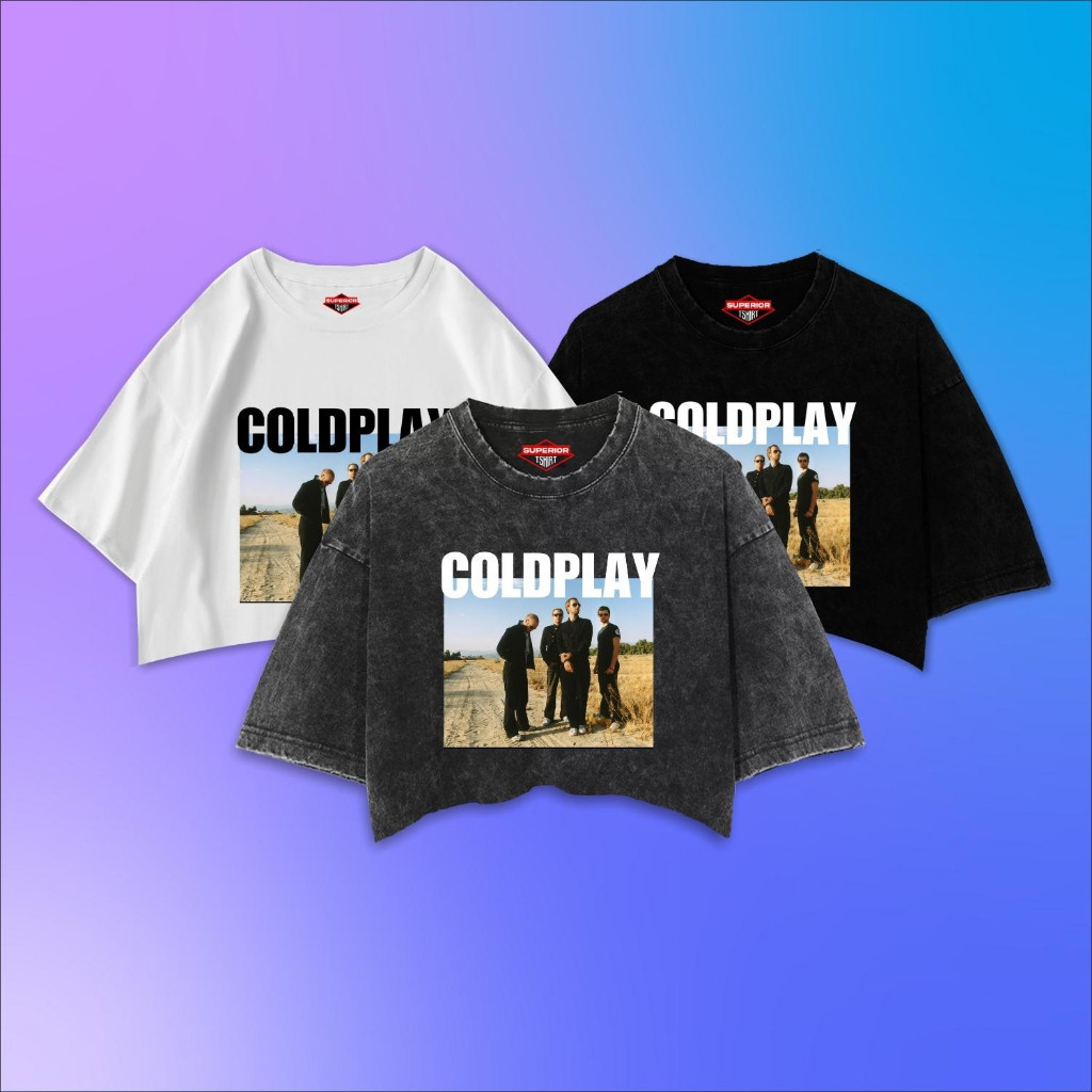 Crop TEE COLDPLAY WASHED T-SHIRT/OVERSIZE/SLIM-FIT/CROP TOP COLDPLAY/CD ...