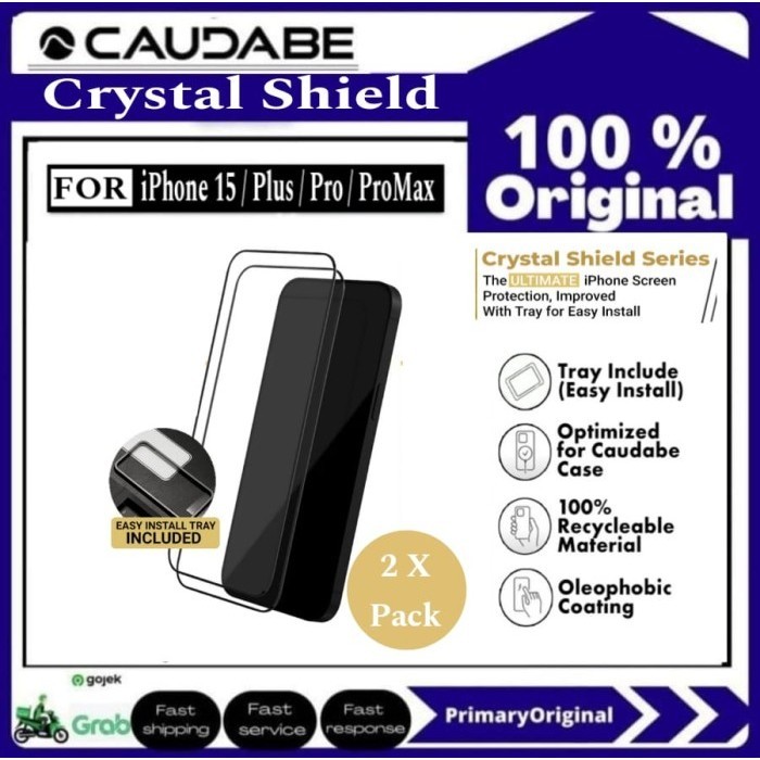 Tempered Glass iPhone 15 Pro Max 15 Pro Caudabe Crystal Shield 2 Packs
