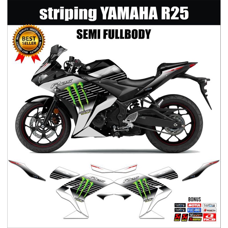 Yamaha R25 Semifull Variation Striping Sticker / Semifull R25 ...