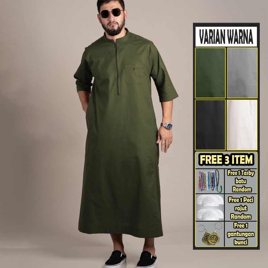 ️[B1] ️ Regular zipper N9240 Army | 3⁄4 Sleeve saudi Robe Men's Robe ...