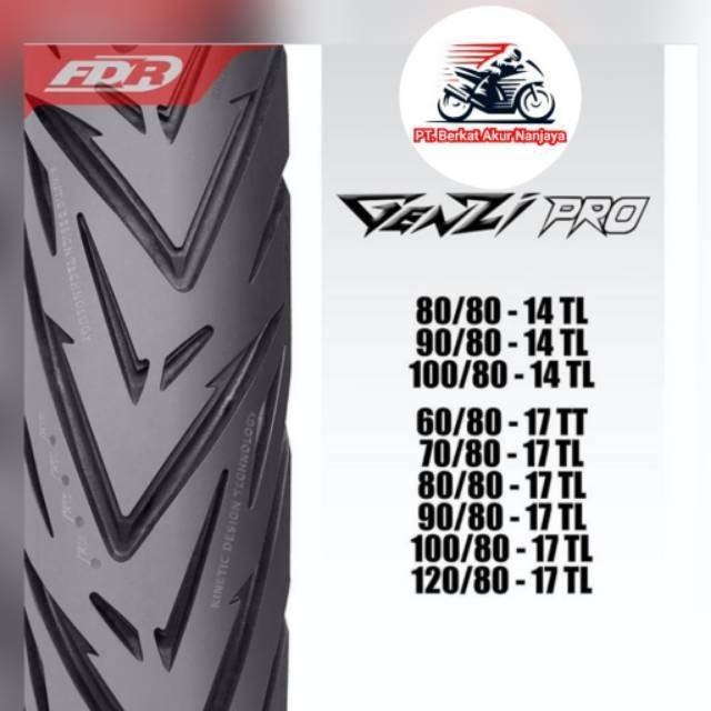 A pair of FDR Genzi Pro 70/80 & 80/80-17 tubeless BONUS Bebek motorbike ...