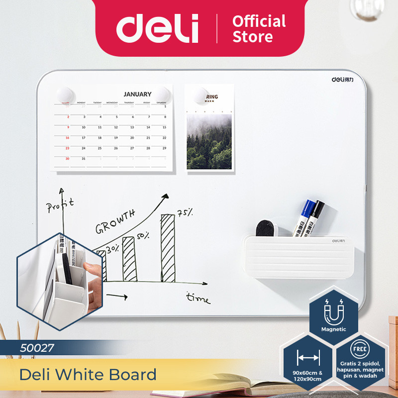 Deli Magnetic White Board / Magnetic White Whiteboard 90 x 60 cm Free ...