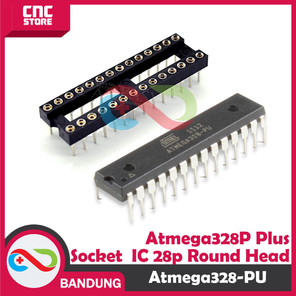 Atmega328p IC BUNDLING Package WITH SOCKET IC DIP-28 ROUND HEAD ...