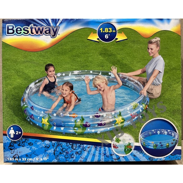 BESTWAY Deep Dive Children's Pool 3 Ring Pool Round 183 x 33 cm 51005 ...