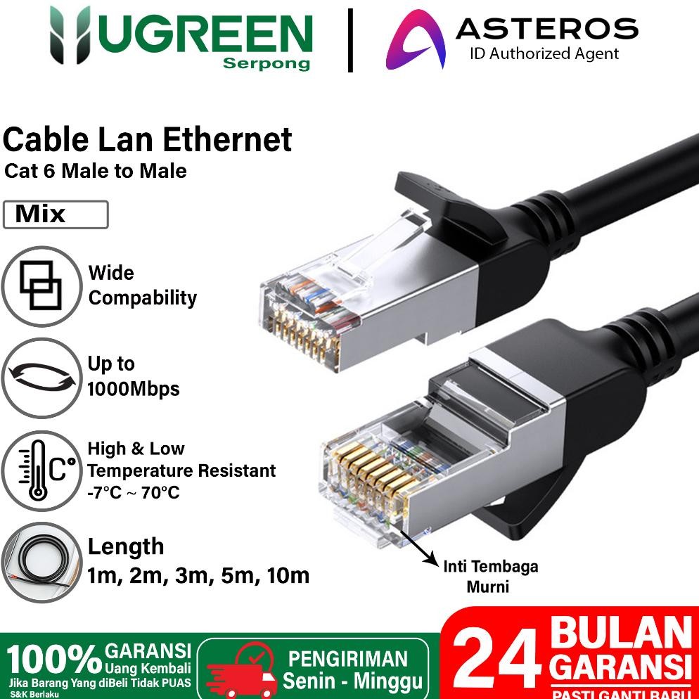 Ugreen Lan Cable Rj45 Cat.6 Gigabit Ethernet Utp 24Awg 1000Mbps 1M 2M ...