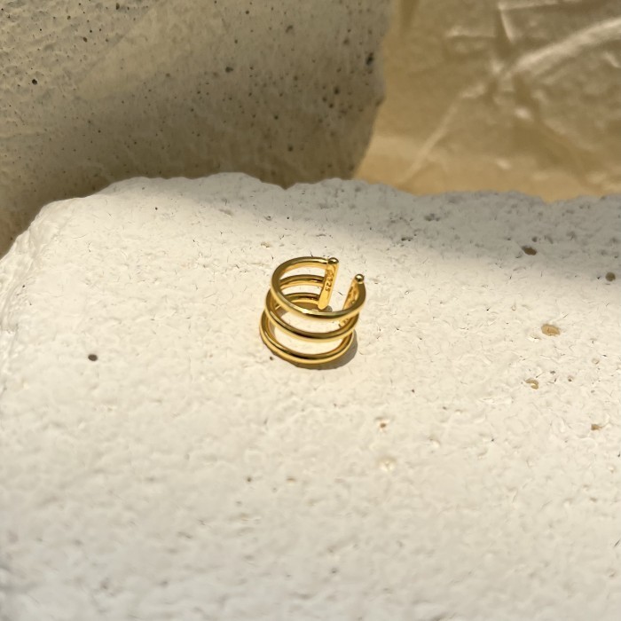 Three Lines Ear Cuff By Tsu 18K Gold Plated Sterling Silver Earrings ...