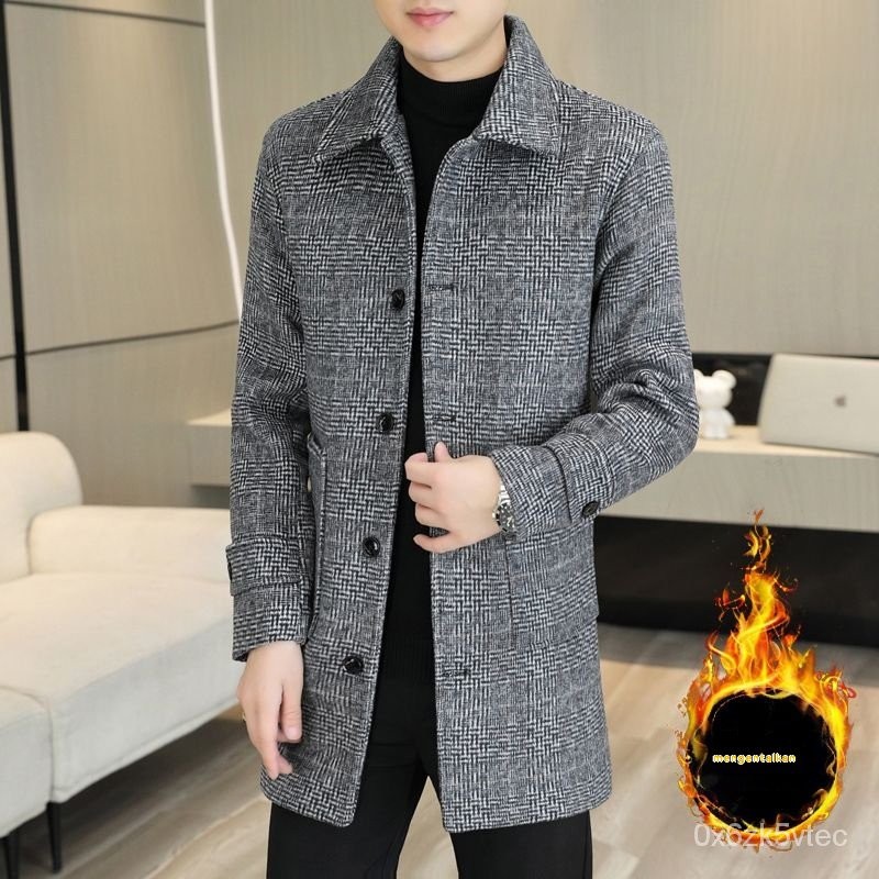 Men's Long Coat, Thick Wool Trench Coat And Korean Business Casual Fur