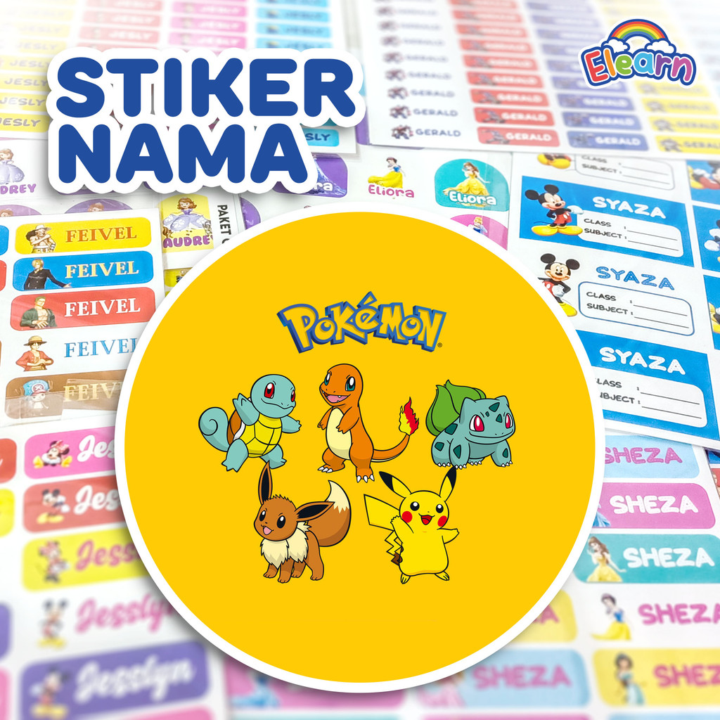 Cute Children's Name Stickers/ Unique Name Stickers/ Custom Pokemon ...