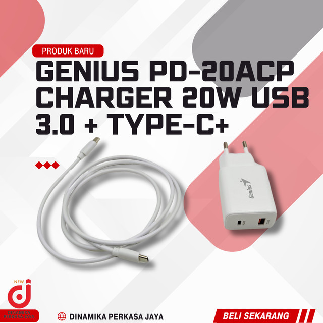Genius PD-20ACP CHARGER 20W USB 3.0 + TYPE-C+ | Shopee Philippines