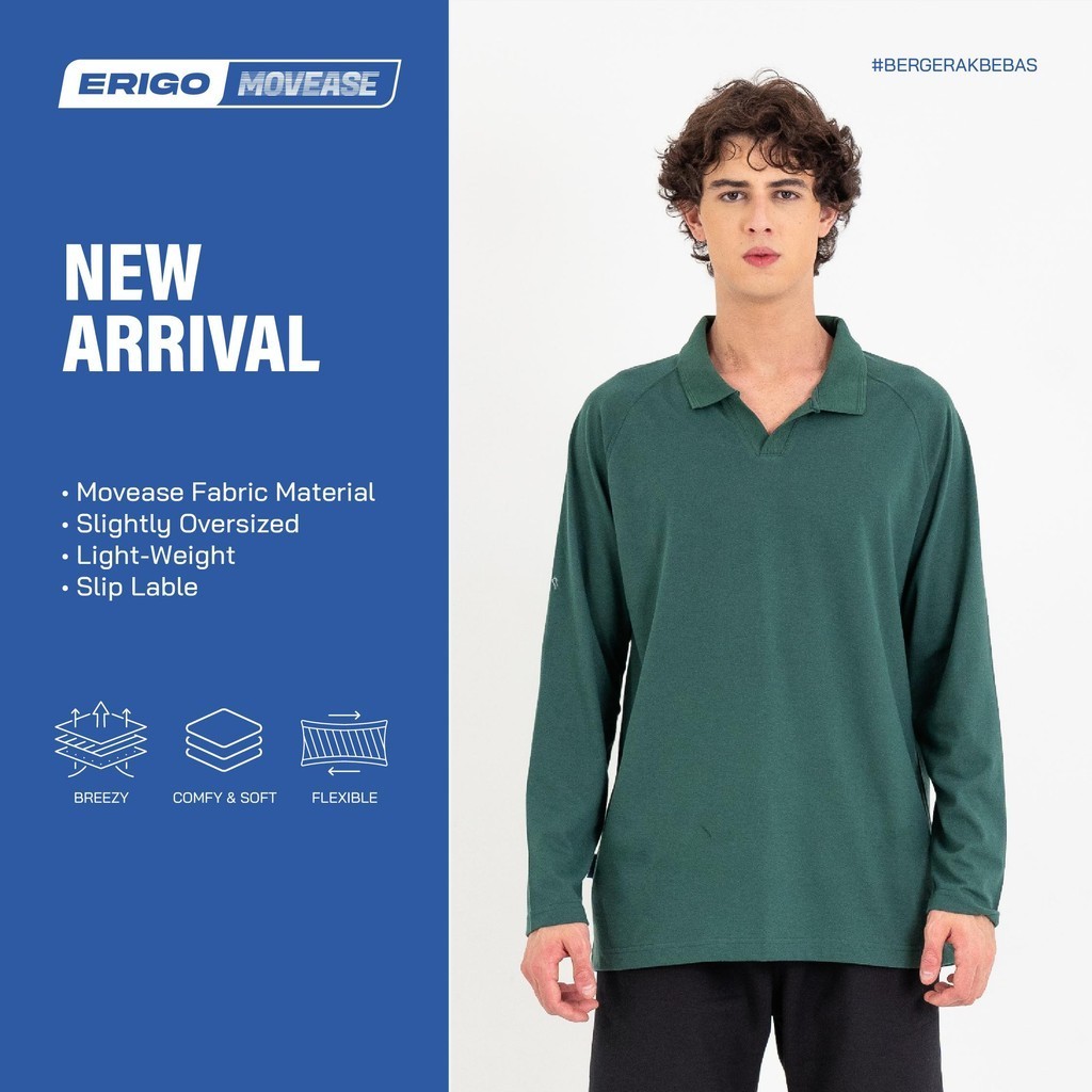 KEMEJA Erigo Movease Bulke Emerald Long SleevePOLO - Shirt Collar ...