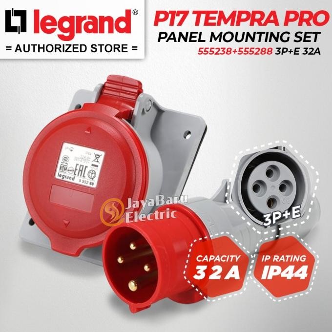 Legrand Package 1 Set Plug Panel Mounting Socket 3P+E / 4 Pin 32A IP44 ...