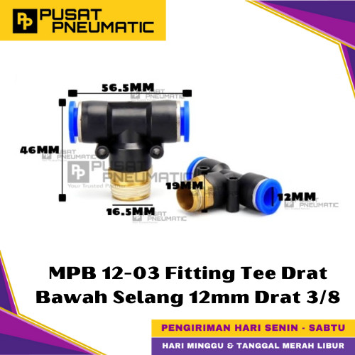 MPB 12-03 One Touch Male Thread T Fitting Slip Lock Socket Push In ...
