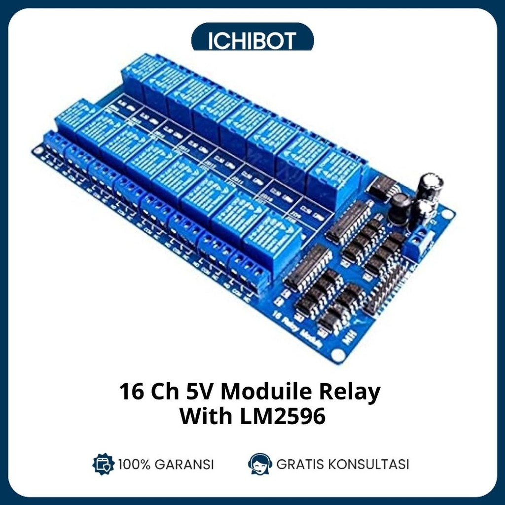 16 Channel 5V Relay Module with Optocoupler and LM2576 Power Supply