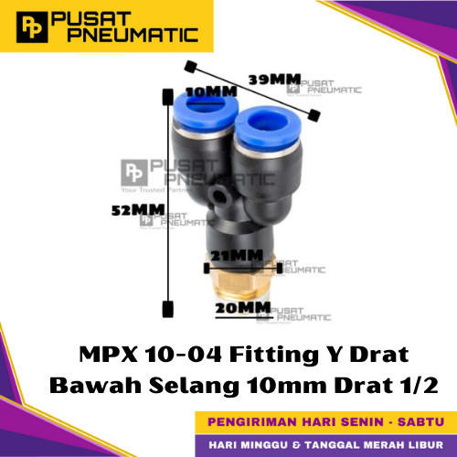 MPX 10-04 One Touch Male Thread Y Fitting Slip Lock Socket Push In ...