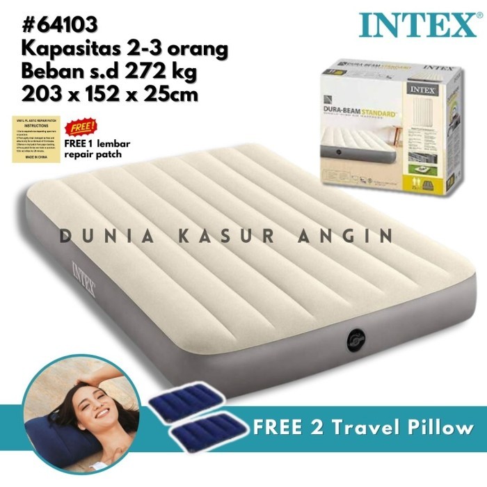 Intex DuraBeam Air Mattress 64103 Queen -CREAM Electric Pump Repair Kit ...
