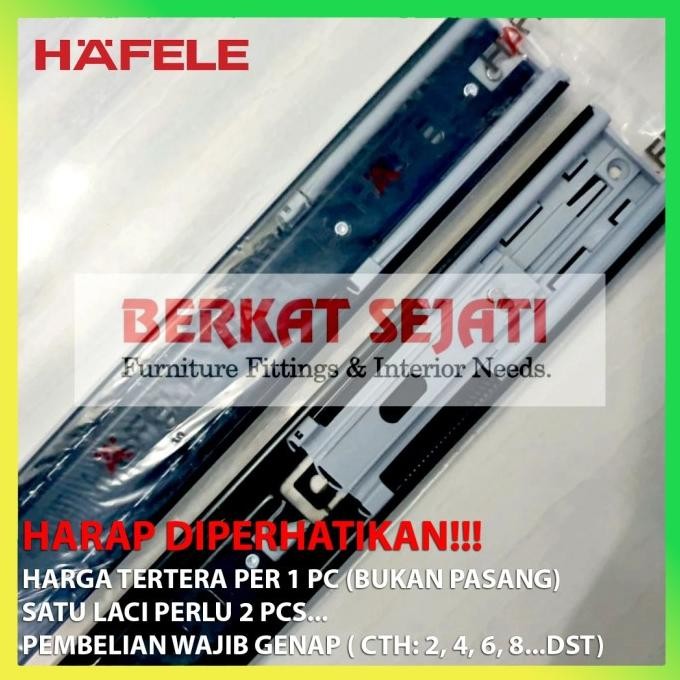 (50cm) HAFELE Double Track Ball Bearing Slide Drawer Rail with SLOW ...