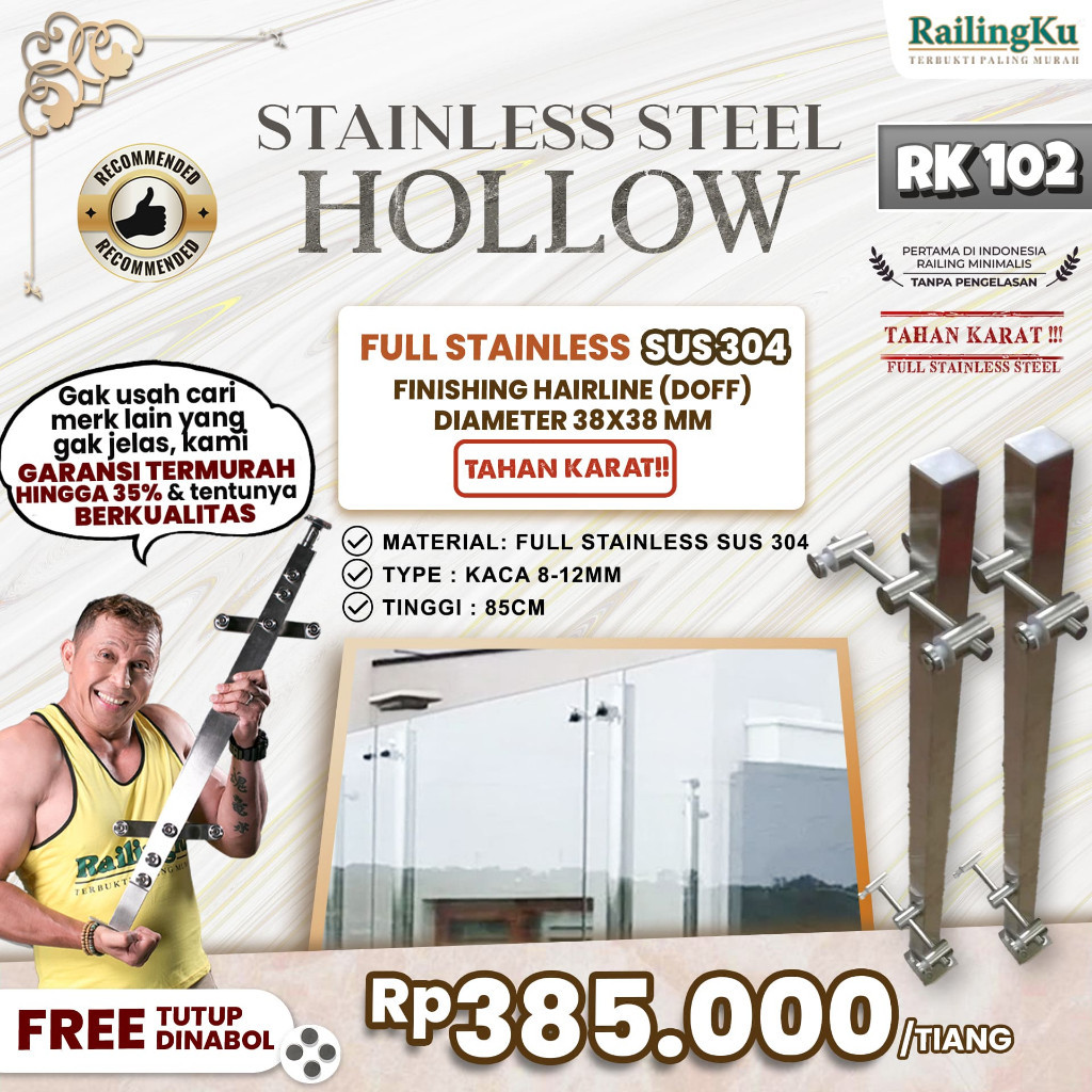Hollow Stainless Stair Railing My Railing Pole RK 102 Stainless Steel ...