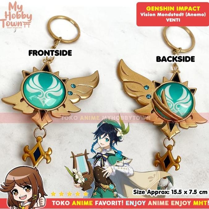 GANTUNGAN Vision Keychain Genshin Impact Mondstadt Anemo Venti Barbatos ...