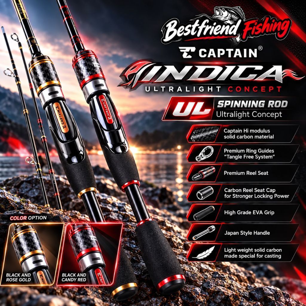 CAPTAIN INDICA 702 Spinning Ultralight Fishing Rod Ring Guide | Shopee ...