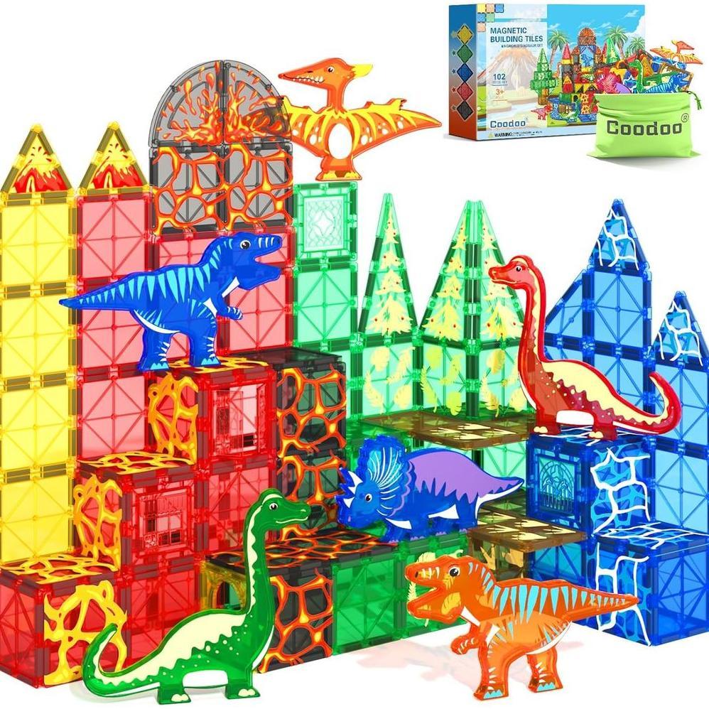 Dinosaur Toys Tiles with 8 Dinosaurs Jurassic Scenes