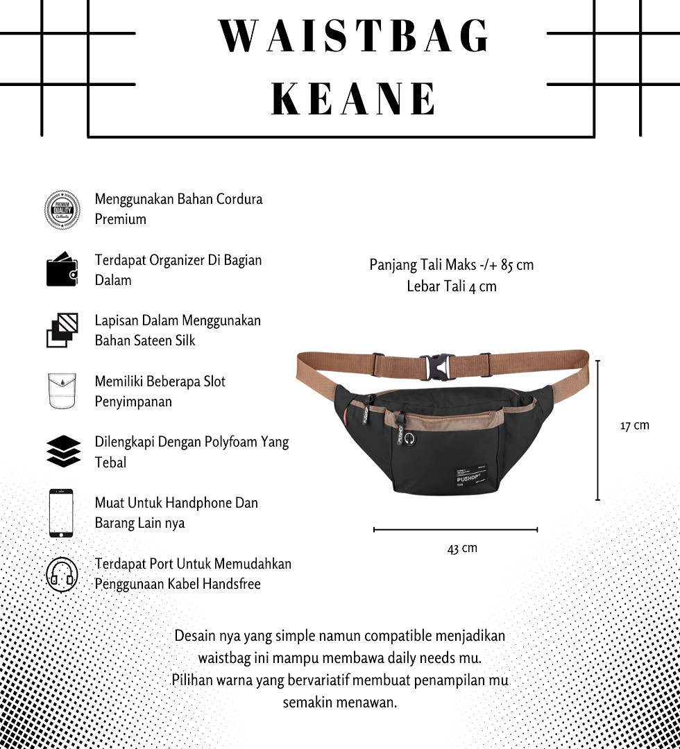 Pushop Keane Men's Waistbag Sling Bag Shoulder Bag for Men | Shopee ...