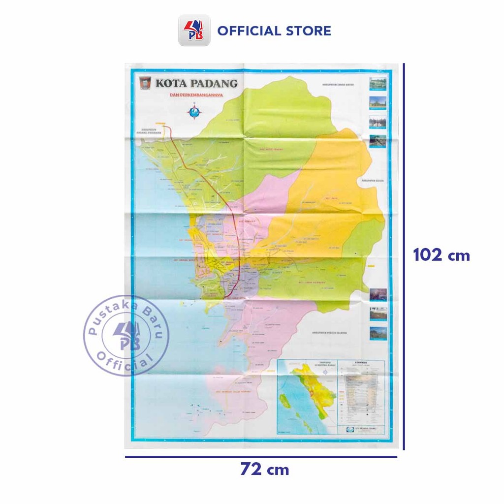 Padang City Map / Padang City Sheet Folding Map / Solar Gold - BB ...