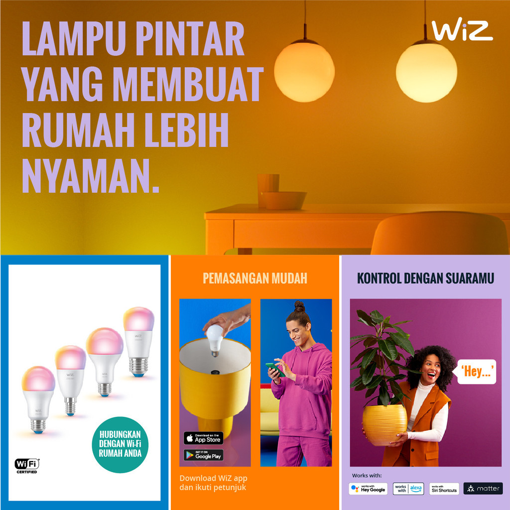 WiZ Smart LED Multipack 8.5W WiFi Smart Bulb RGB Color - Children's ...