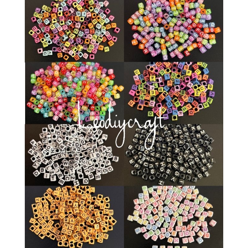 50gram 7mm Letter Beads - Square Letter Beads - Square Letter Monte ...