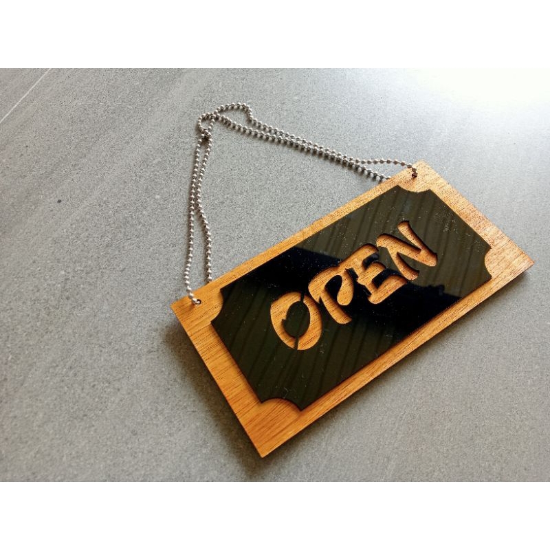 KAYU Acrylic wooden signage OPEN CLOSE Reverse | Shopee Philippines