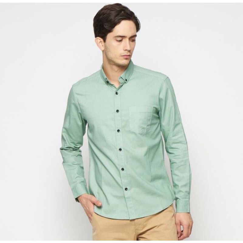 HIJAU KEMEJA Sage Or Light Green Long And Short Shirt | Shopee Philippines