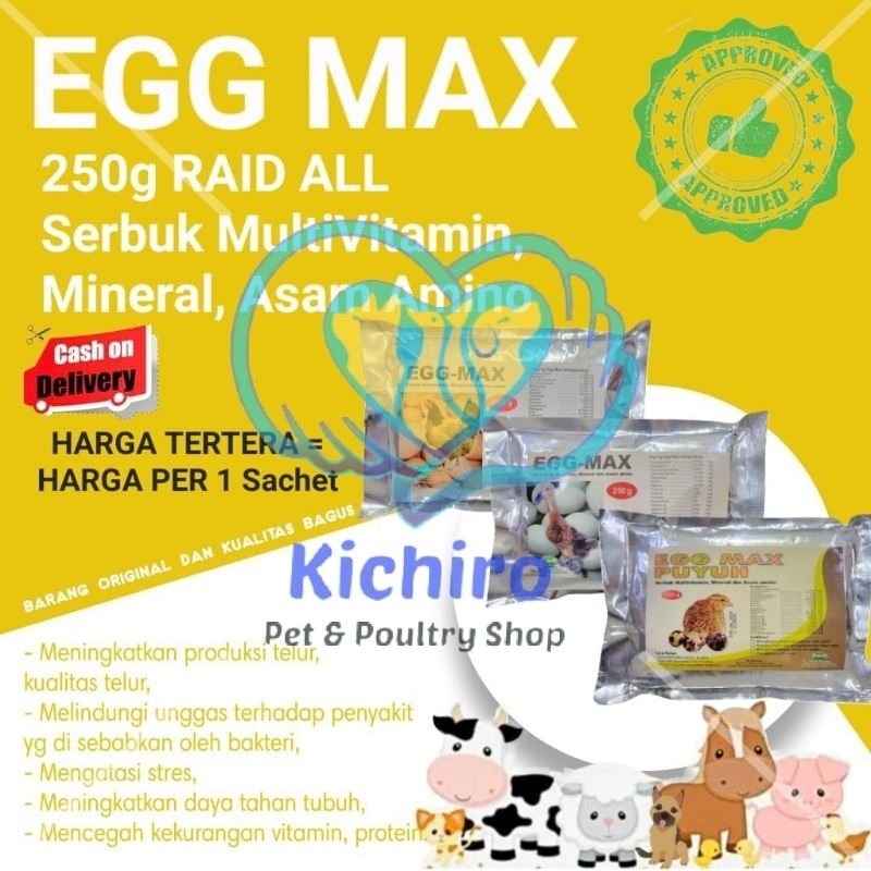 Egg Max Chicken / Duck / Quail content @ 250 grams Raid All Vitamins ...