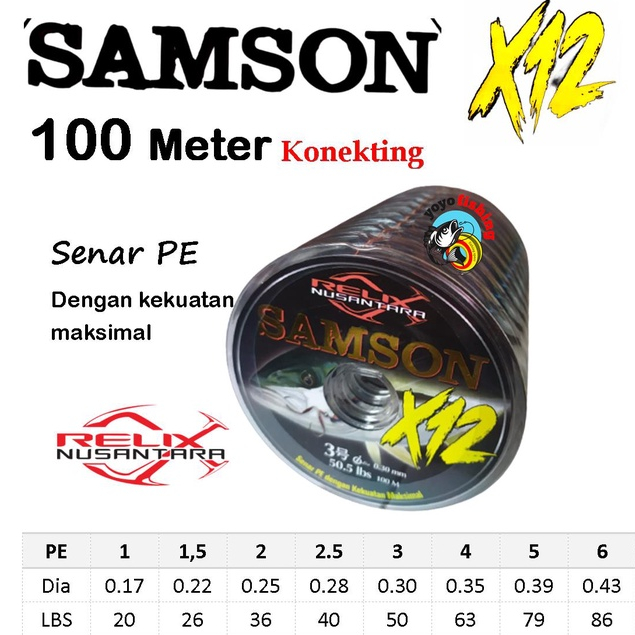 Samson X12 PE String 100 Meters PE Relix Nusantara Connecting Connected ...