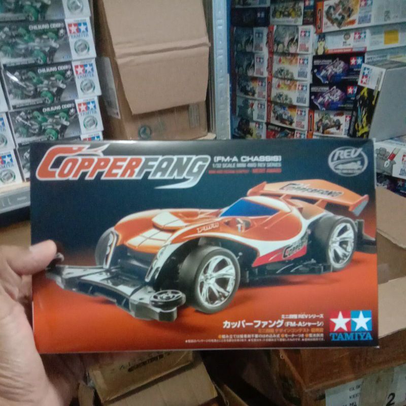 Tamiya Copperfang FM-A Chassis Mini4WD - Kit 1/32 Jr Racing, Cod. 18715 - Telaio Nero, Carrozzeria Arancione Metallizzata