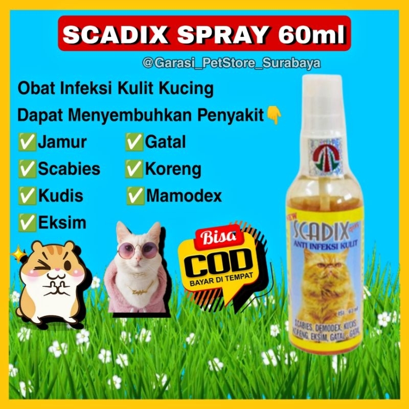 Gpss SCADIX SPRAY 60ml Cat Skin Infection Medicine Cat Fungus Medicine Cat Scabies Medicine Cat