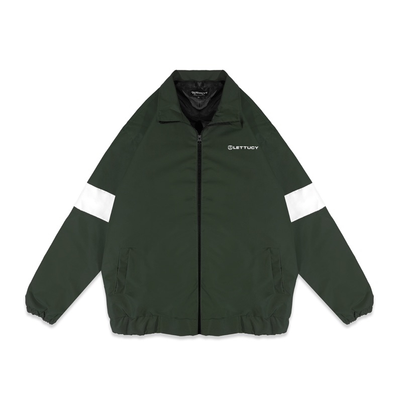 Lettucy jacket green army white line hand | Shopee Philippines