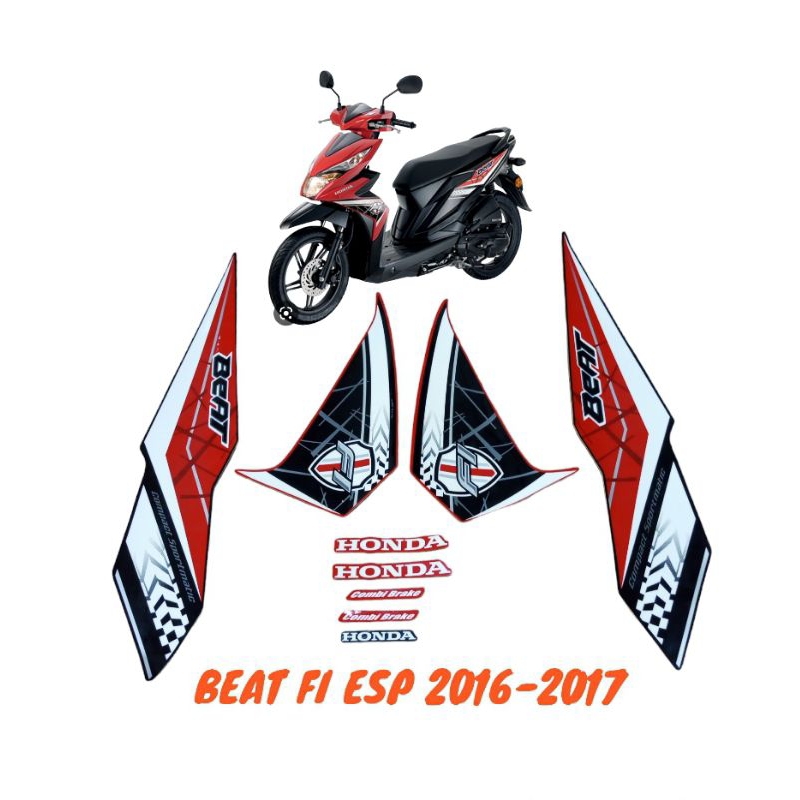 MERAH HITAM Striping sticker sticker Honda beat esp 2016-2017 Red Black
