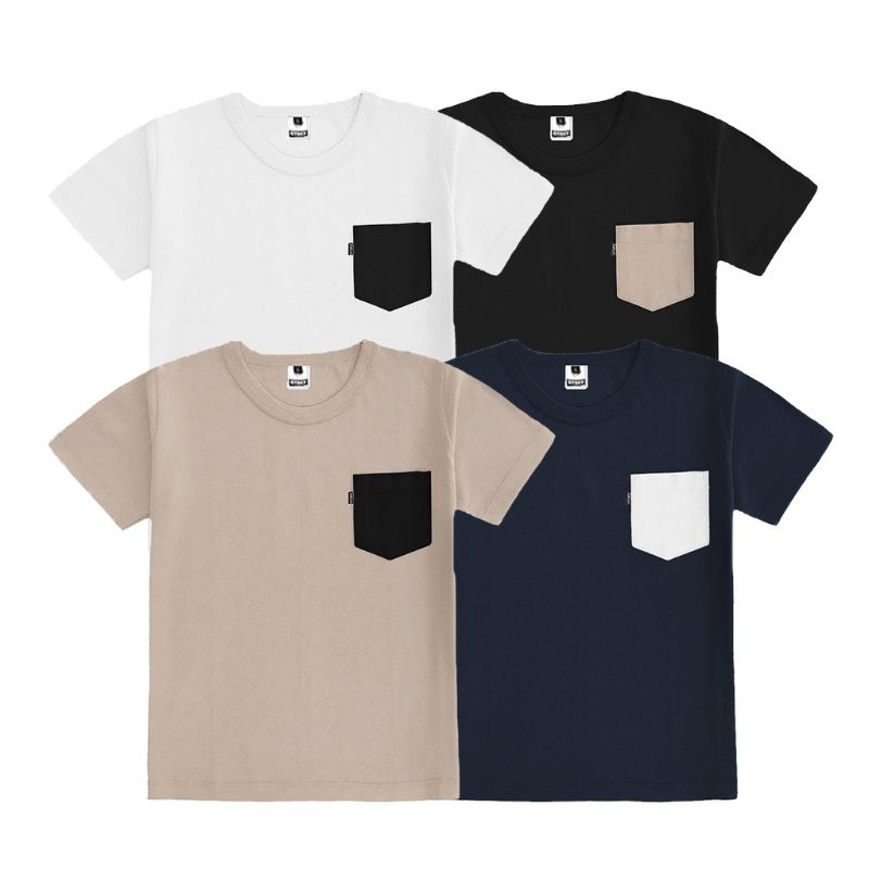 Otsky Children's Plain T-shirt Pocket CB Cotton Combed 30s | Shopee ...